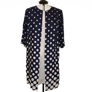 Especially Yours Womens Blue & White Polka Dot Jacket Dress, Plus Size, XL